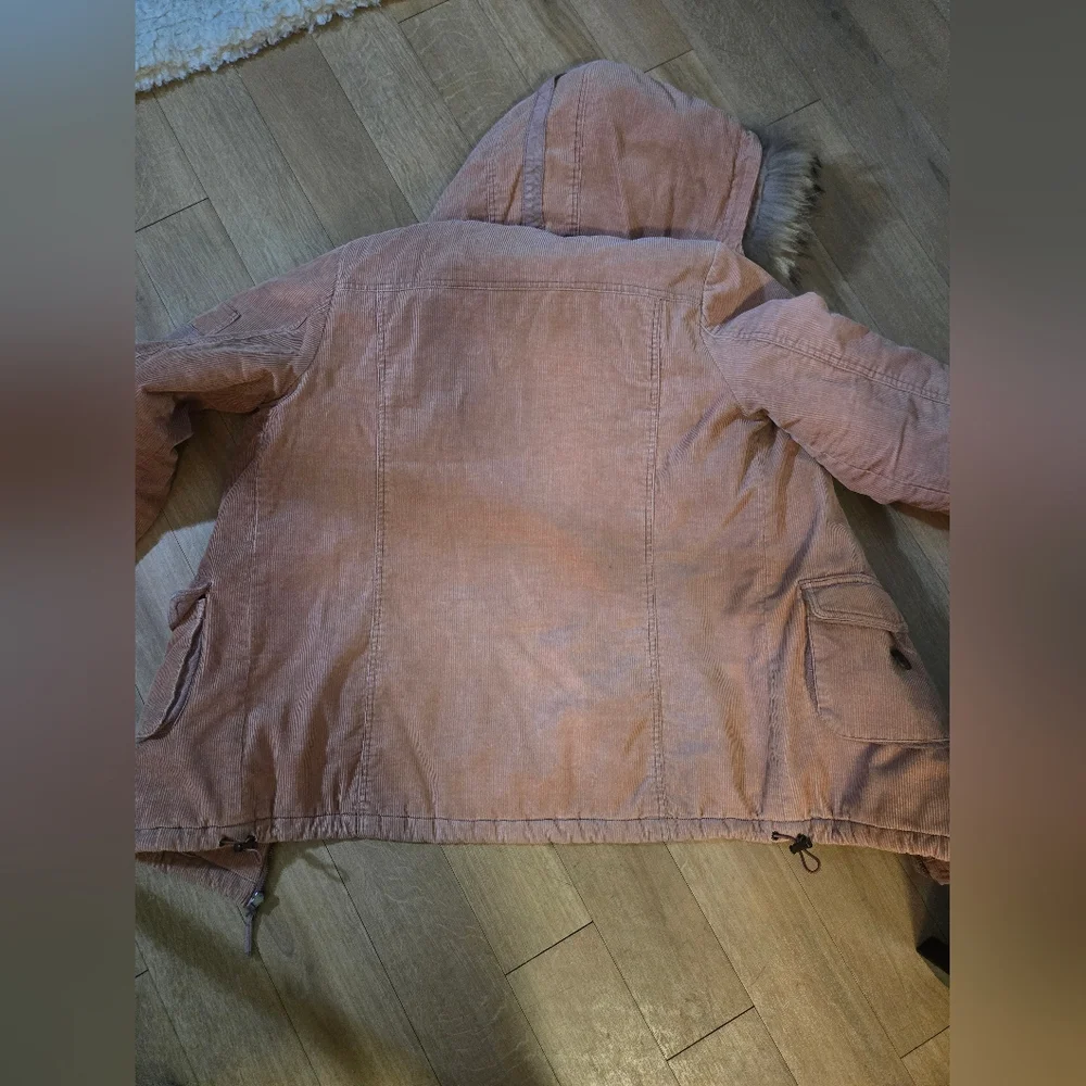 Pink Hooded Parka with Faux Fur Trim - Picture 4 of 4